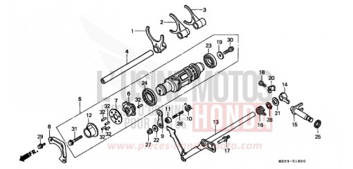 SHIFT DRUM/SHIFT FORK GL1500CW de 1998